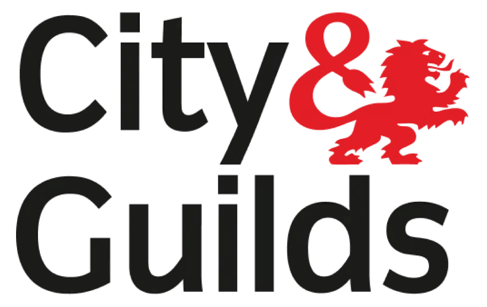 City & Guilds logo with black 'City & Guilds' text and a red ampersand forming a lion emblem.