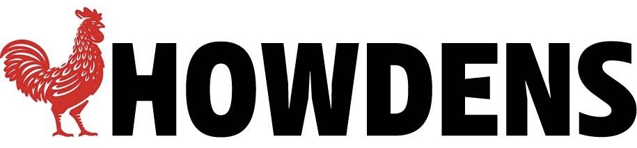 Howdens logo with a red rooster icon beside bold black 'HOWDENS' text on a white background.